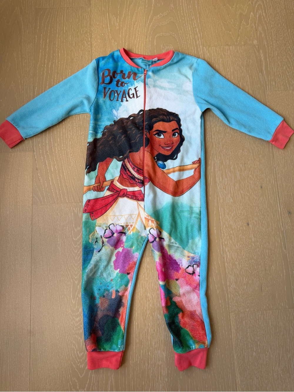 DISNEY MOANA “Born to Voyage” One-Piece Pajama Sleepwear Girls Size 4 - 5 years